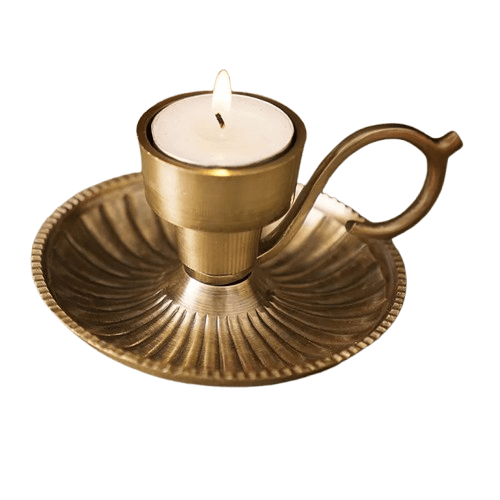 BRASS ANTIQUE CHAMBERSTICK CANDLE HOLDER